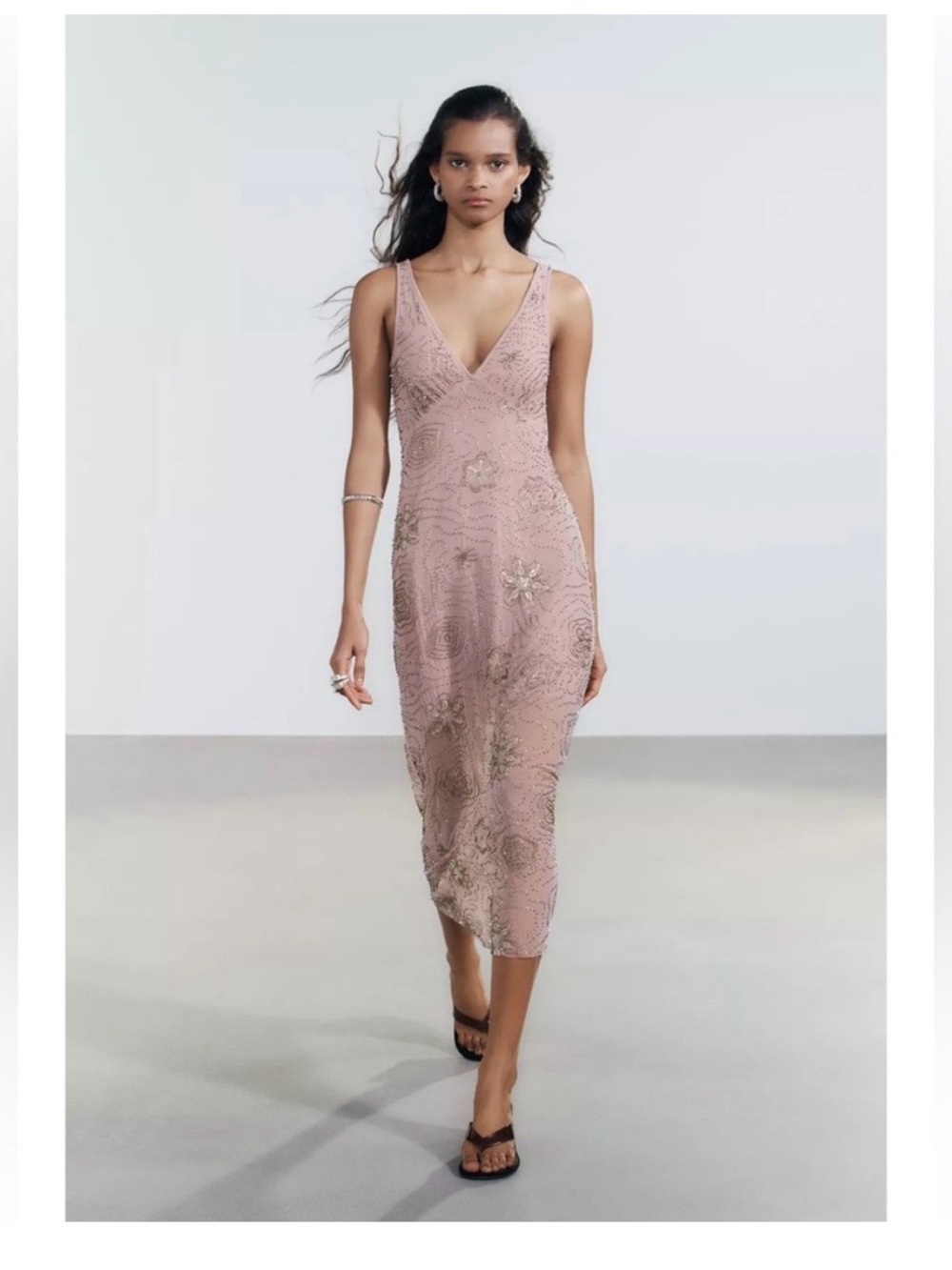 BNWT Zara Embellished Midi Dress